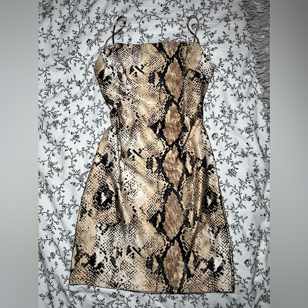 Snake print mini dress